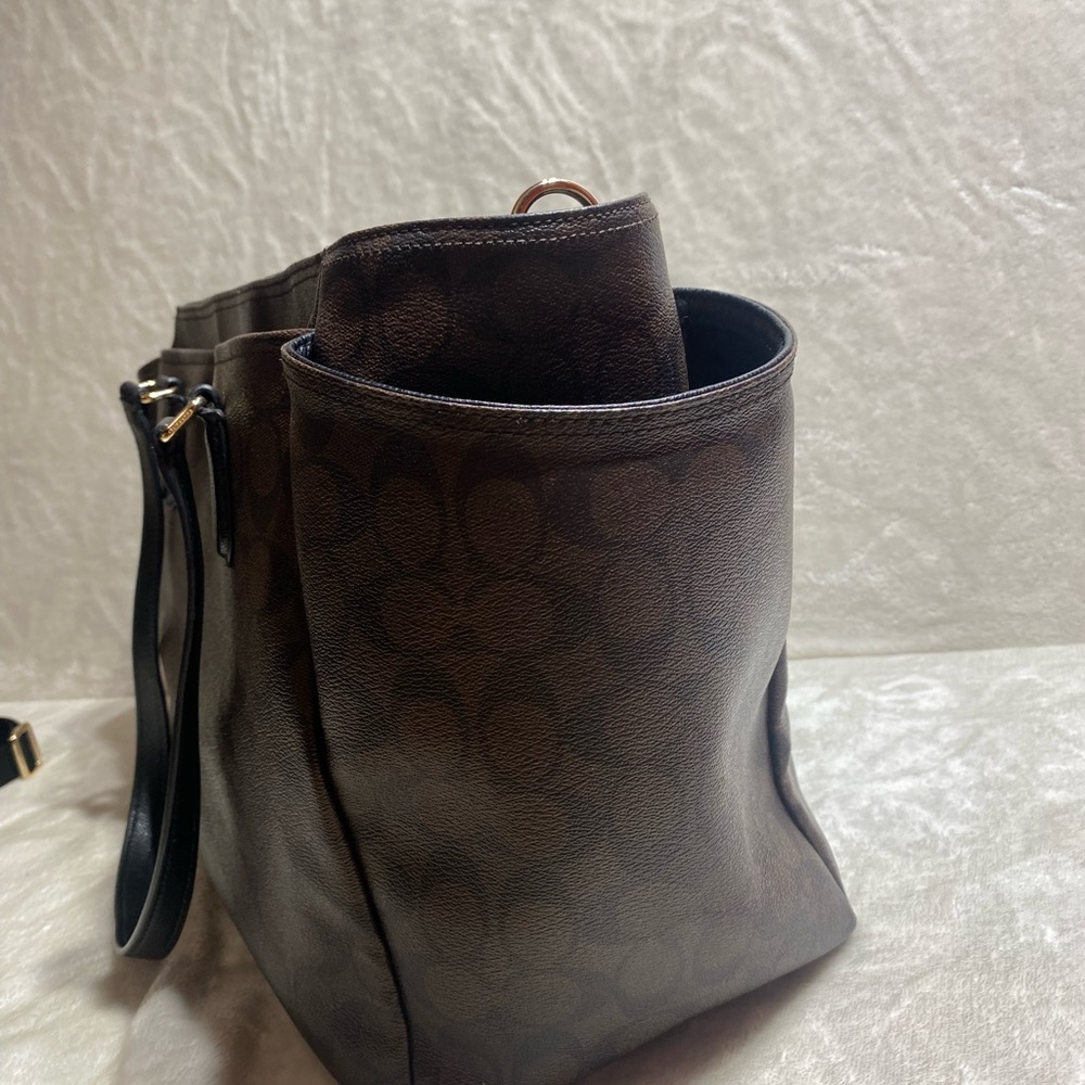 COACH Signature C Diaper Bag | Travel Tote | Brown/Black Accents | Crossbody Bag - Picture 7 of 16